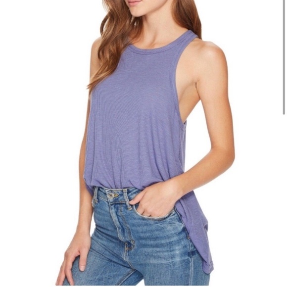 Free People Slub Long Beach Tank In Lilac - Picture 1 of 6
